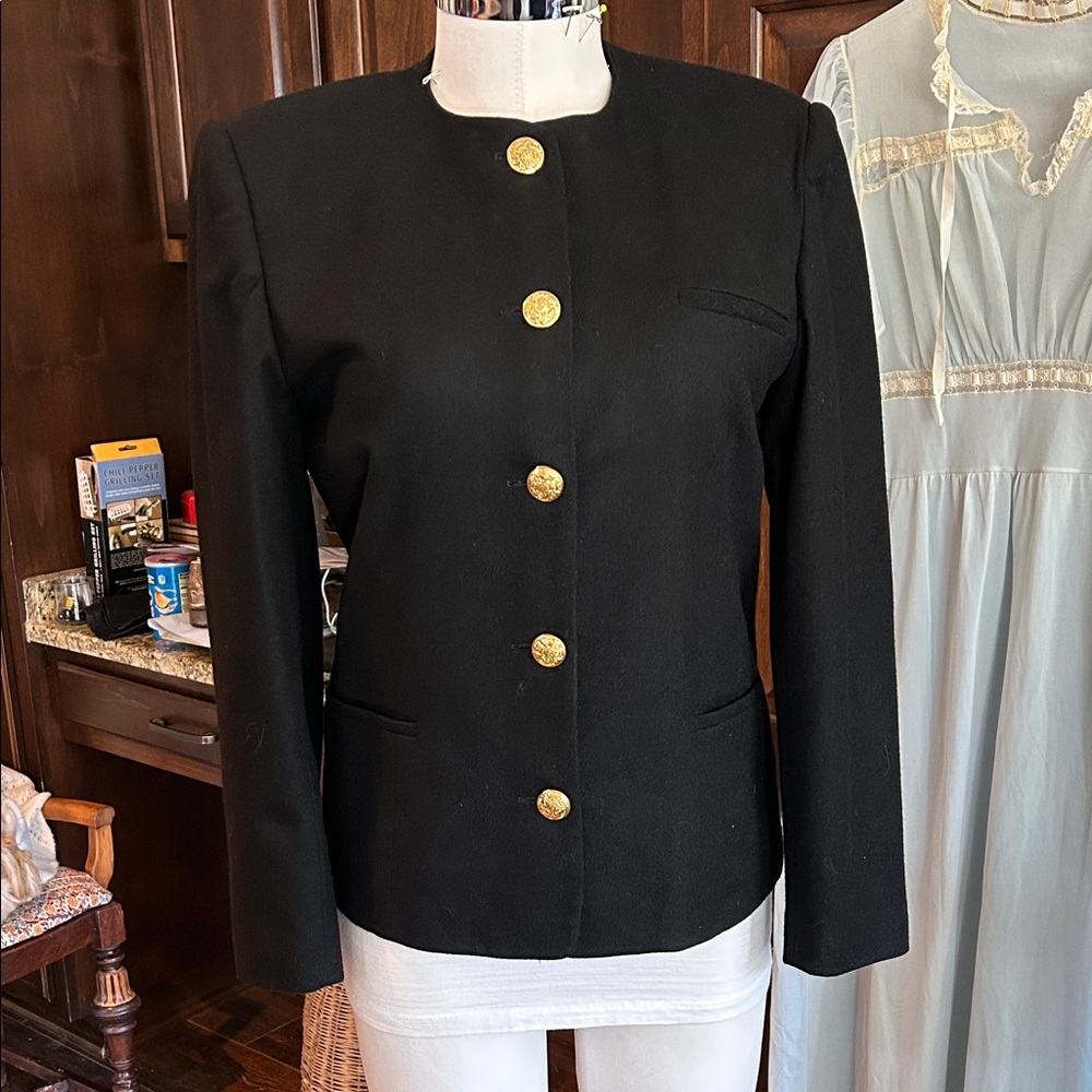 Bryn Connelly 100% Wool Black Jacket with Gold Buttons GVC